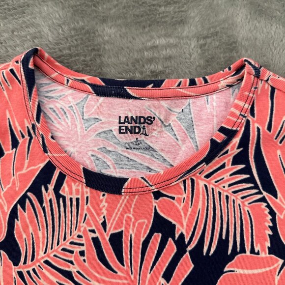 Lands' End Coral Navy 100% Cotton Tee Shirt Women's SMALL 6/8 - Picture 2 of 5